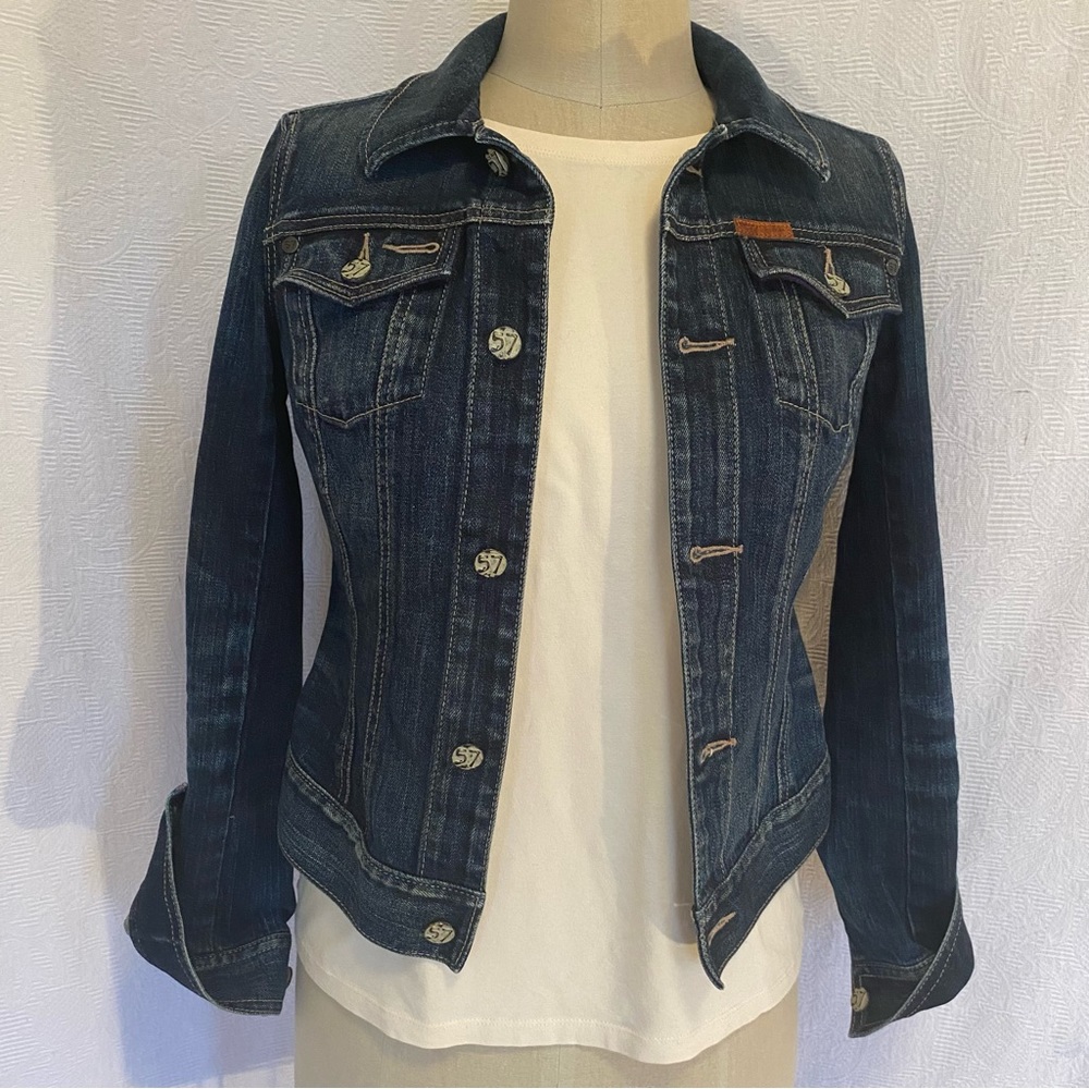 Chevignon 57 XXS/XS jean jacket dark blue preowned denim. EUC